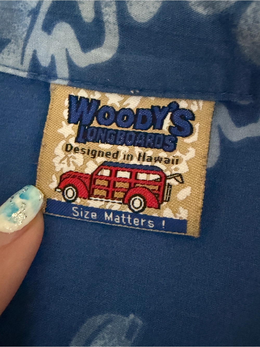 Woody’s Longboards Hawaiian Shirt Men’s XL Blue Surf Hula Woodie Wagon Aloha - Picture 4 of 7